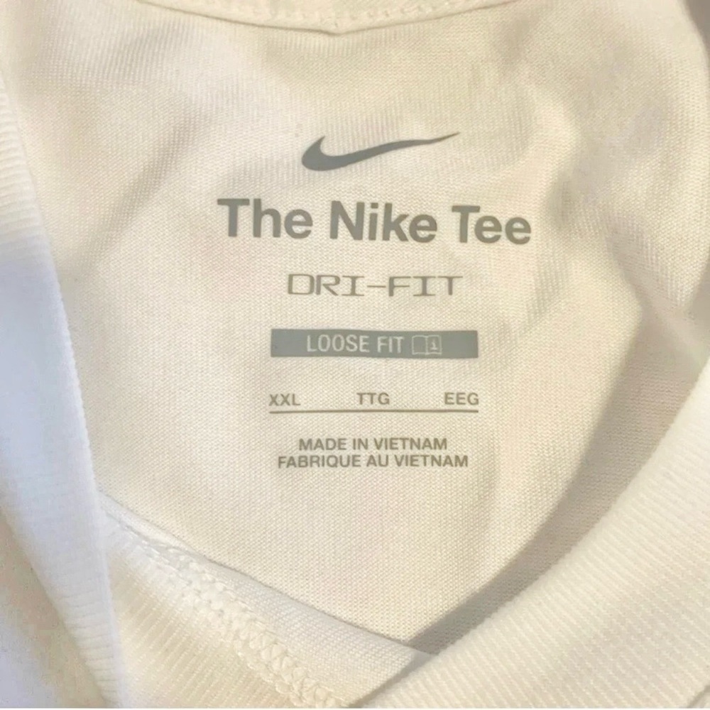 New Women’s Nike Dri-fit XXL Shirt Check Logo Workout White Top 2X Loose - Picture 4 of 7